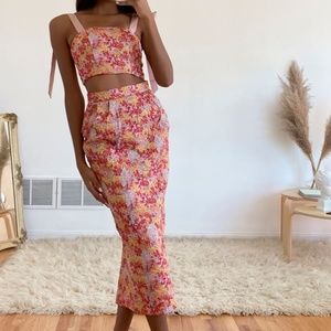 Ellarina Pink Multi Metallic Tie-Strap Two-Piece Midi Dress